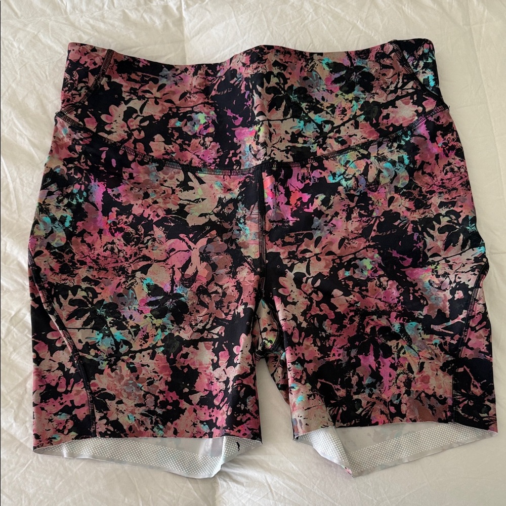 Lululemon Athletica Floral Bike Shorts - Pink and Black